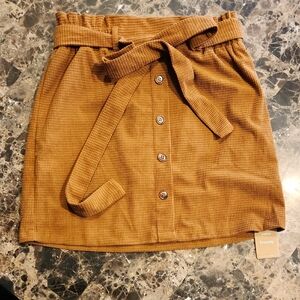 Shein Tan Button-Front Elastic Waist Skirt